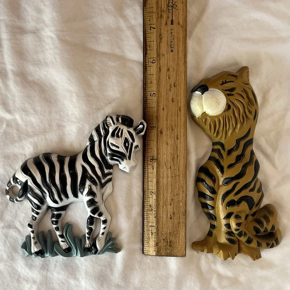 1995 Home Interiors Burwood Jungle Safari Zoo Animals Wall Plaques Set Of  2 Vtg